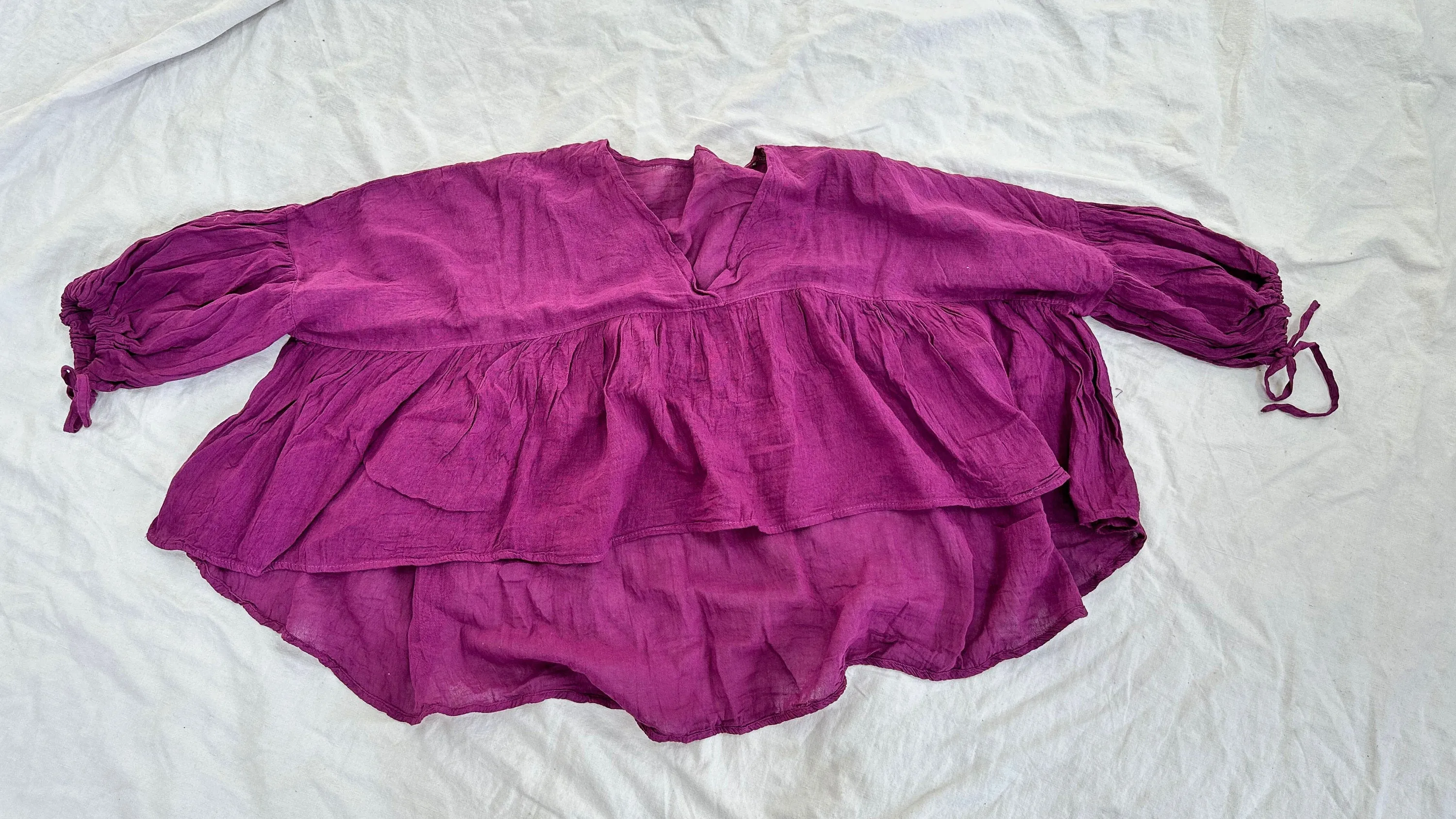 Mexican Gauze Blouse. Purple. One Size