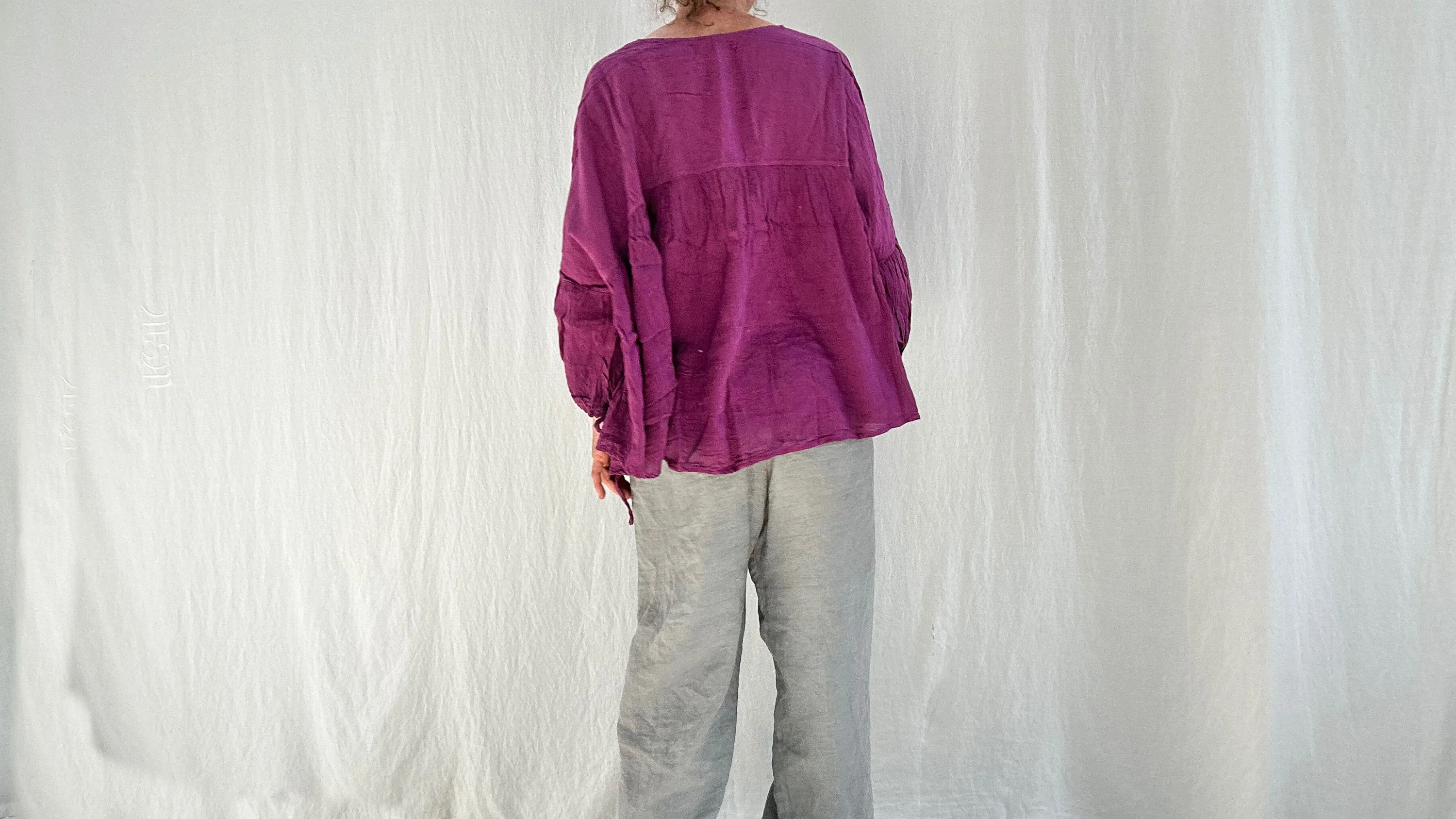 Mexican Gauze Blouse. Purple. One Size