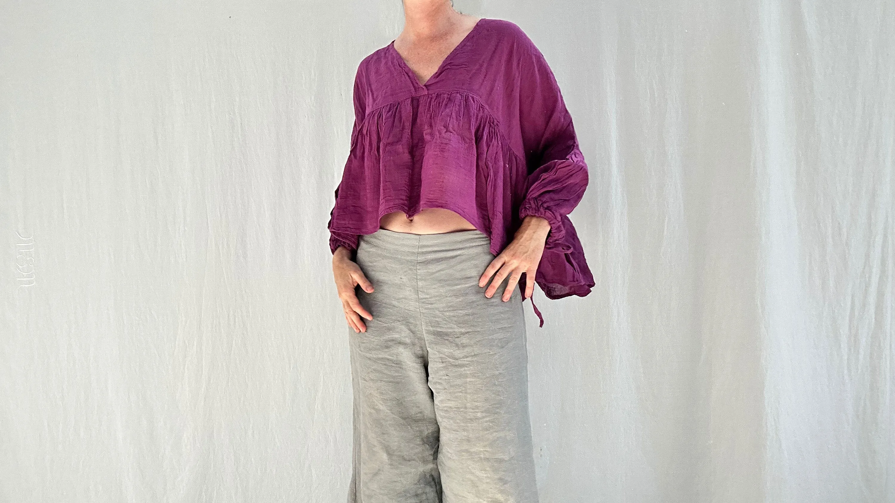 Mexican Gauze Blouse. Purple. One Size