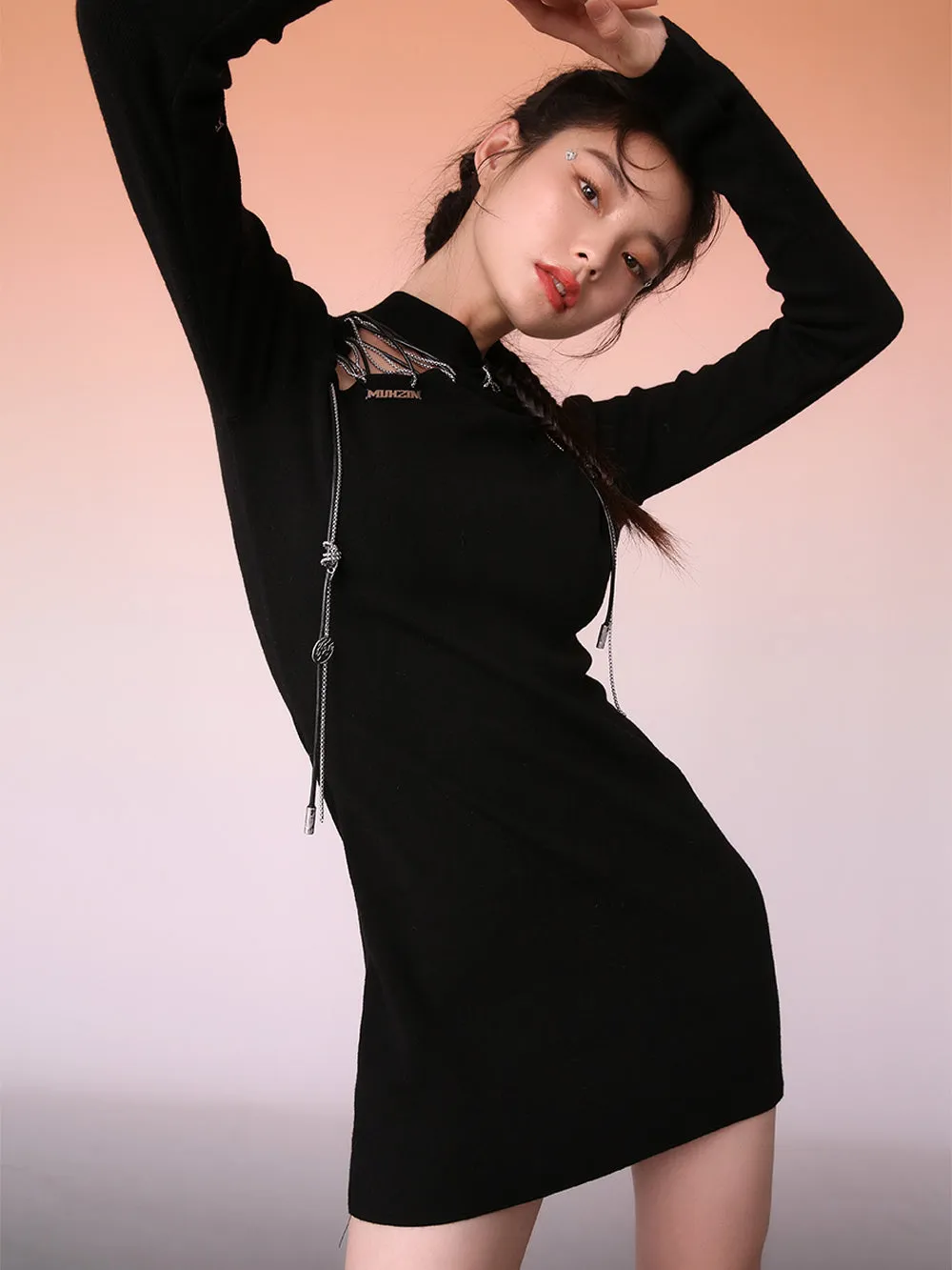 MUKZIN Plain Look-thin Long Sleeve Short Charming Dresses