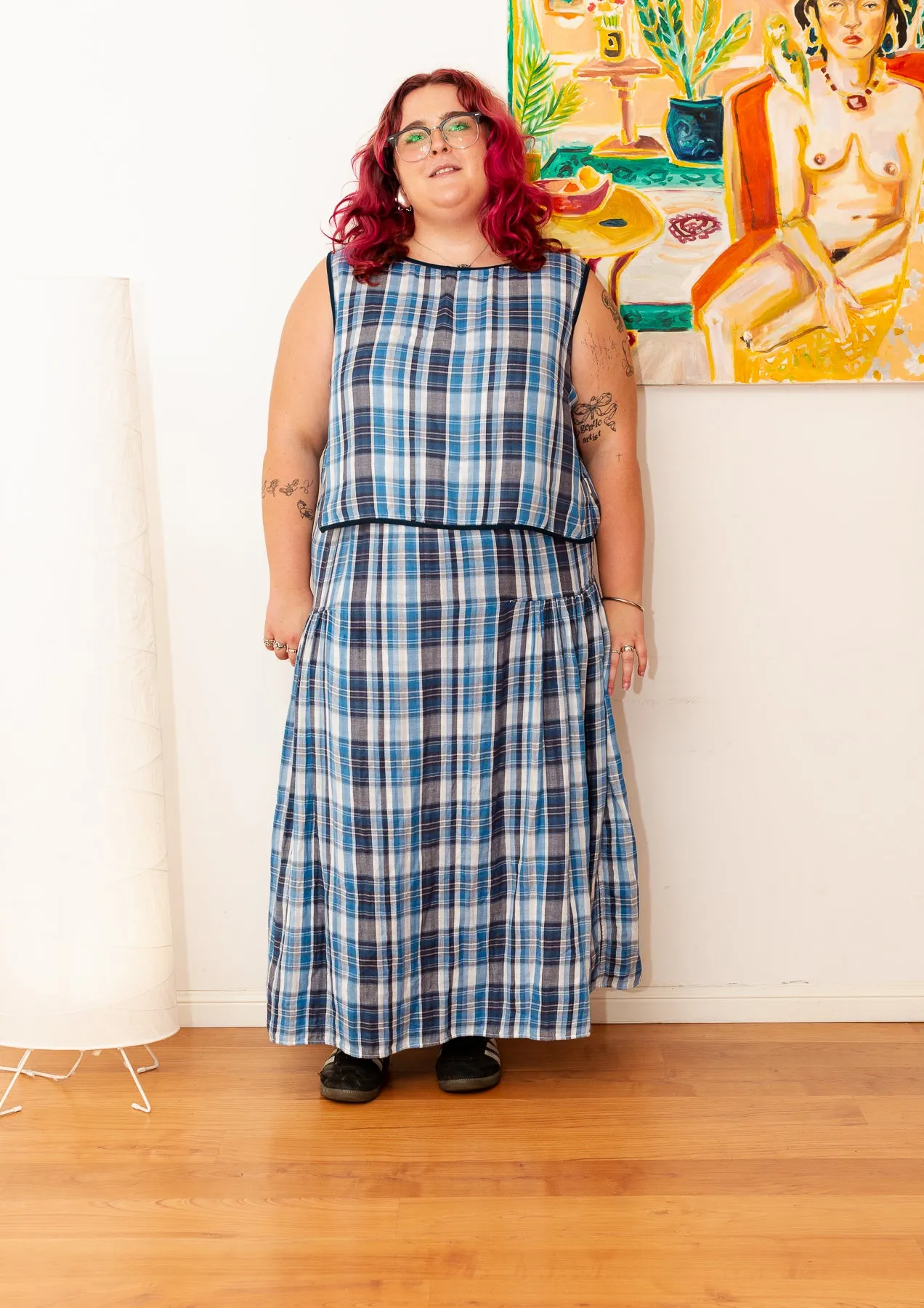 Nova Blouse | Reversible Blue and Black Check