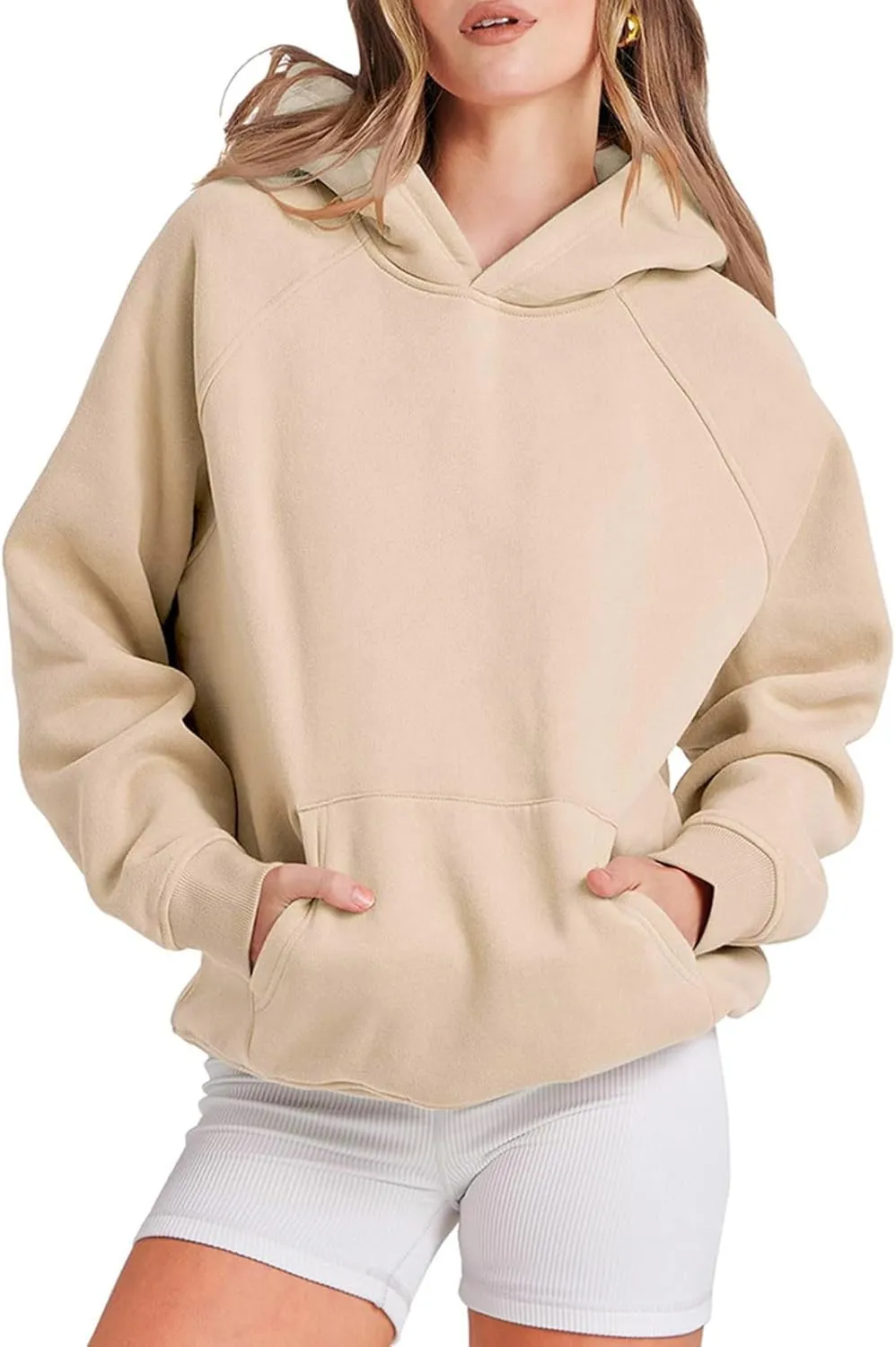Oversized Hoodie Sweatshirt for Women Long Sleeve Solid Colors Hooded Pullover Tops Fall Fashion Outfit with Pocket