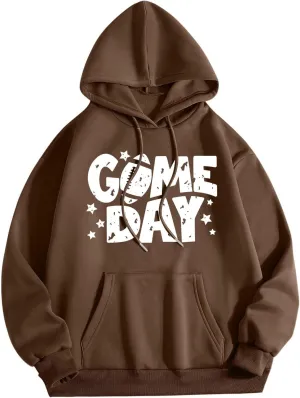 Oversized Hoodies for Women Letter Print Baggy Long Sleeve Stylish Perfect Tops Crew Neck Casual Pullover Sweatshirt