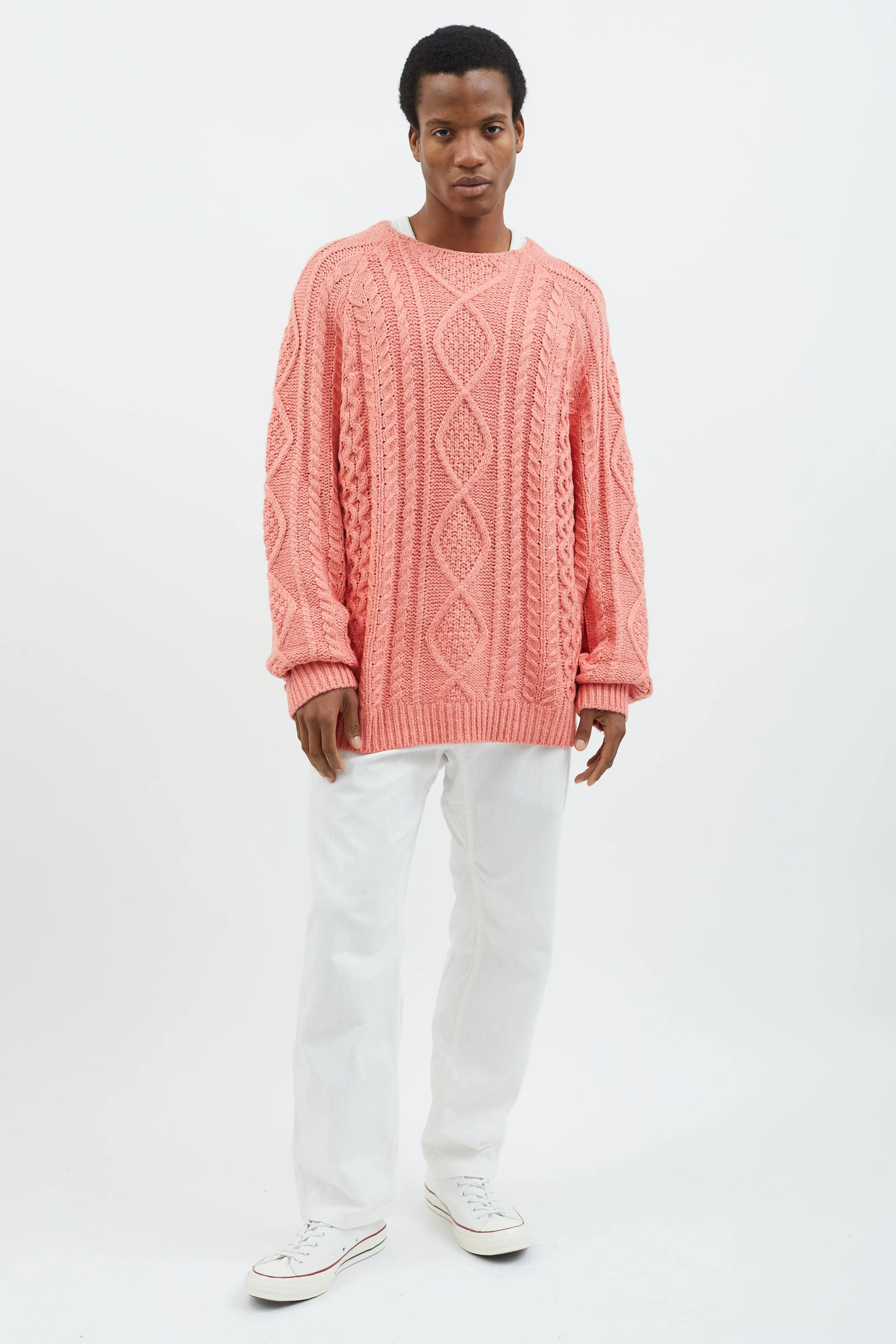 Pink Cable Knit Sweater