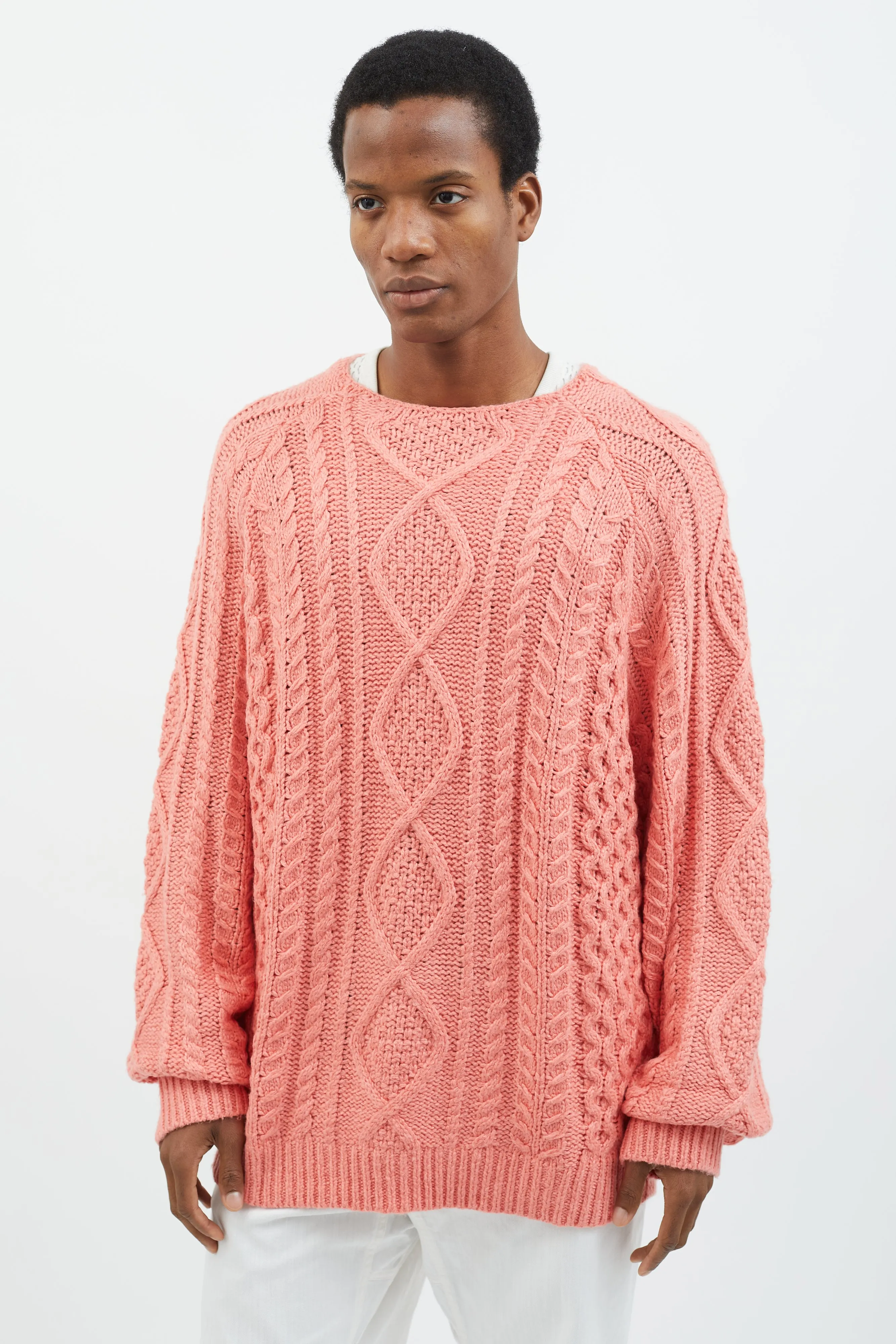 Pink Cable Knit Sweater