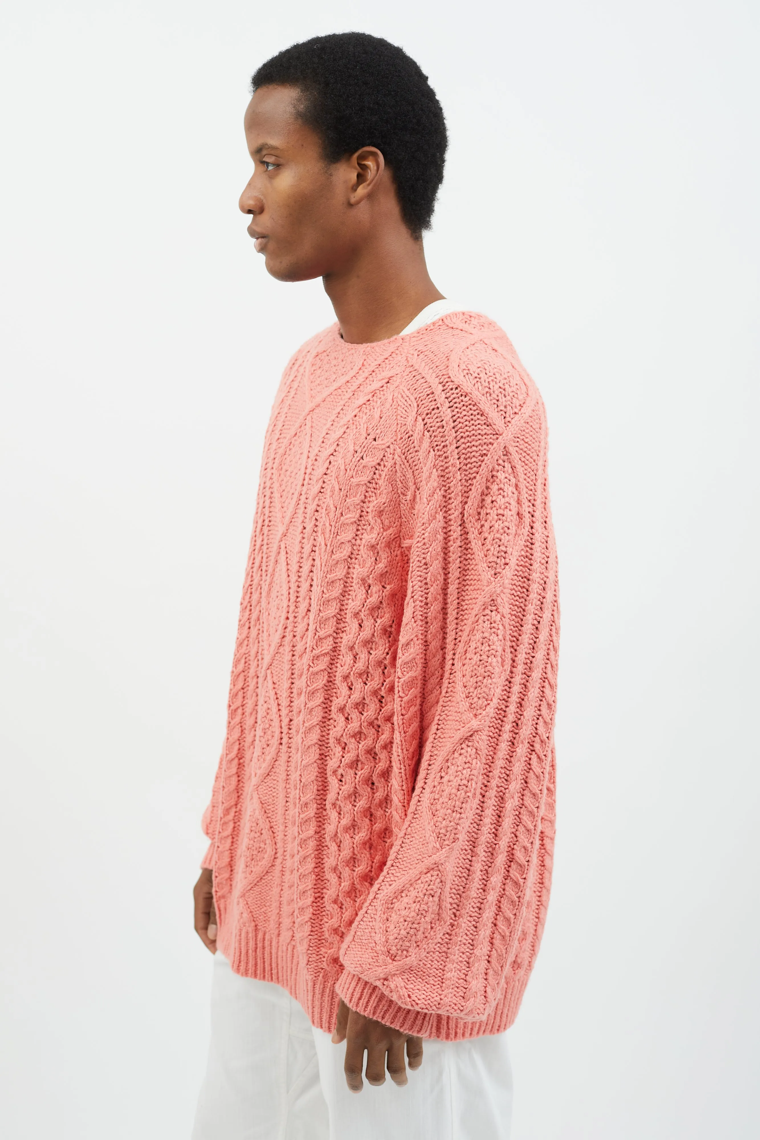 Pink Cable Knit Sweater