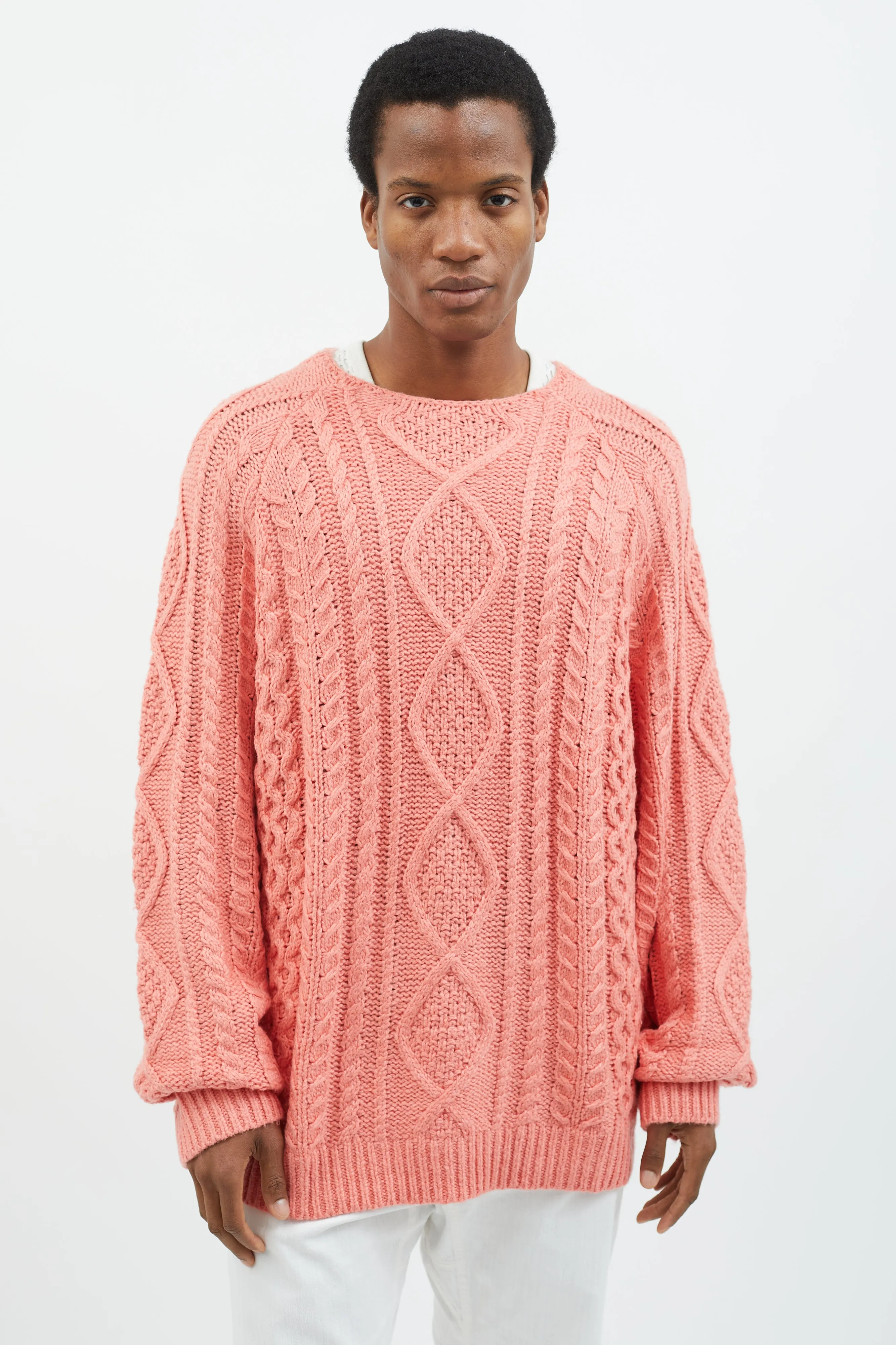 Pink Cable Knit Sweater
