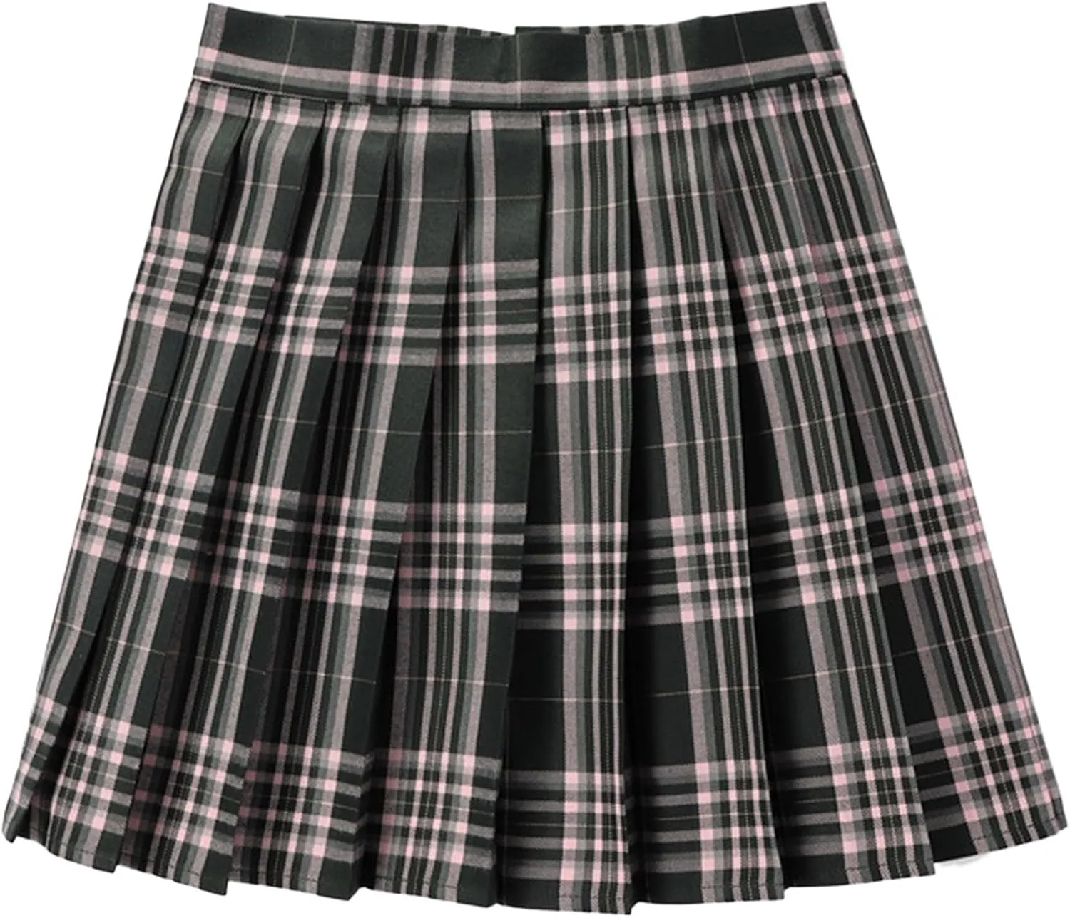Pleated Skirts for Women Plus Size Y2K High Waist A-Line Tummy Control Uniform Trendy Plaid Mini Skirt for Girls