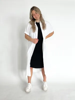 RD Button Up Blouse Dress | White