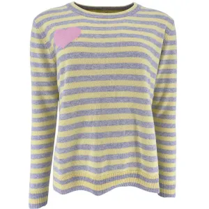Rosas Cashmere Knit Striped Heart Yellow