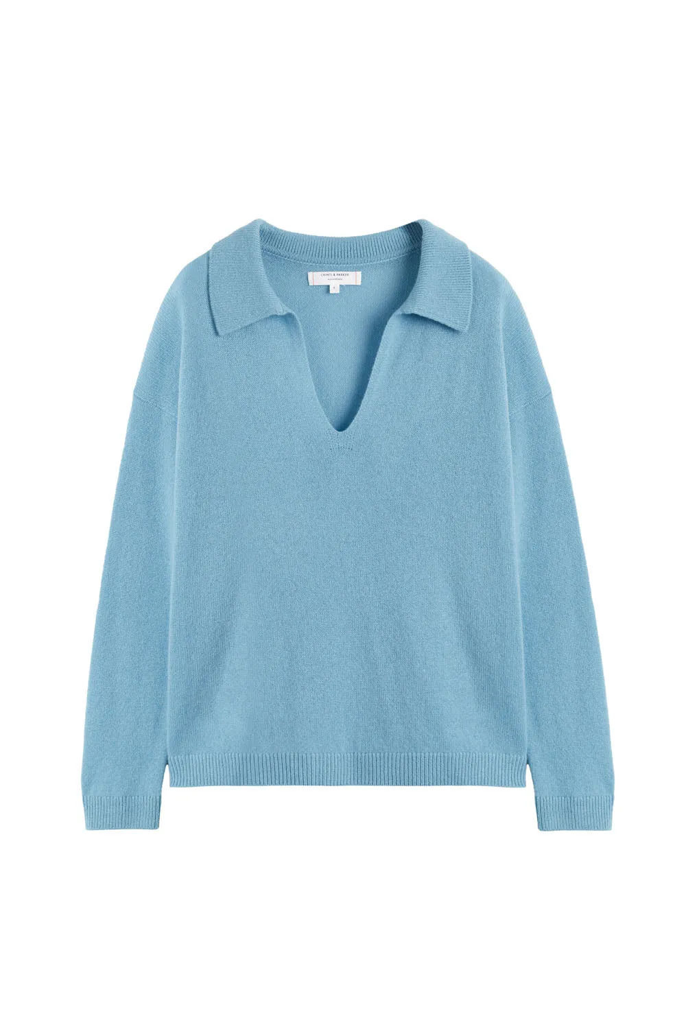 Sky-Blue Cloud Cashmere Collared Sweater