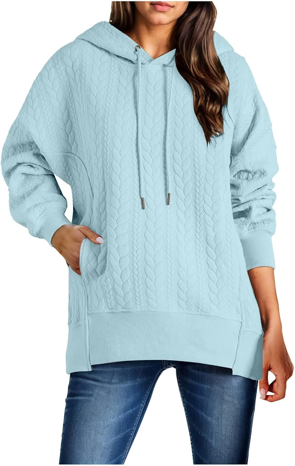 TUQIDEWU Womens Oversized Hoodies, Womens Hoodies Winter Casual Quilted Long Sleeve Hooded Pocketed Sweatshirts Pullover Tops
