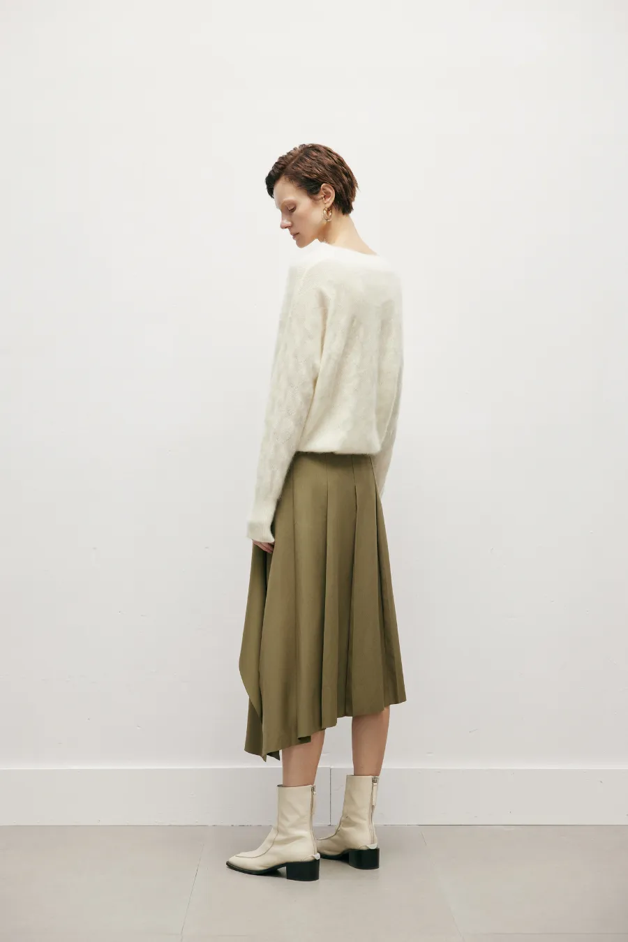 V Neck Cashmere Sweater White