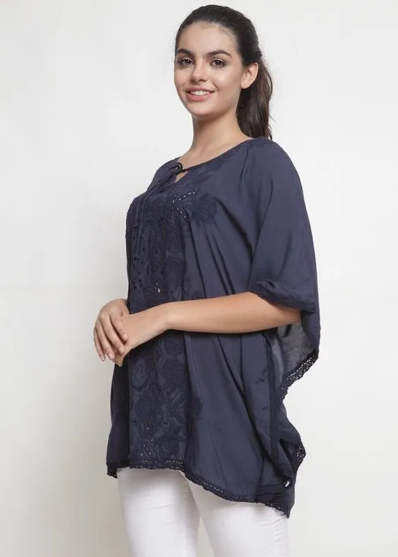 vy blue cotton viscose blouse