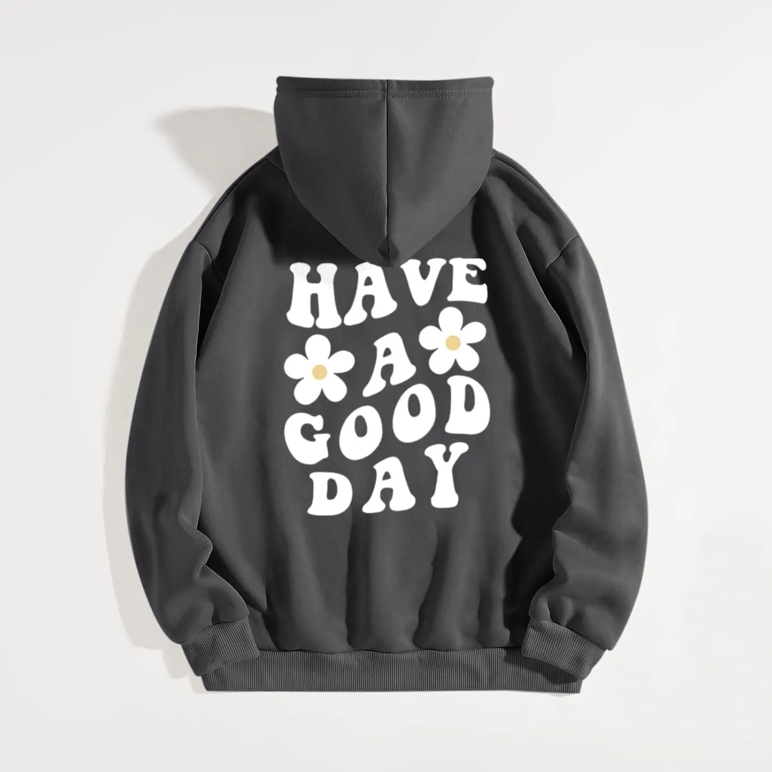Women's Fashion Hoodies & Sweatshirts Have A Good Day Letter Print Pullover Tops with Pocket Drop Shoulder Causal Hoodies
