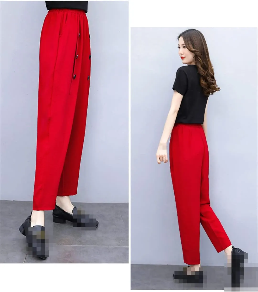 Women's High Waist Summer Linen Street Vintage Harem Pants