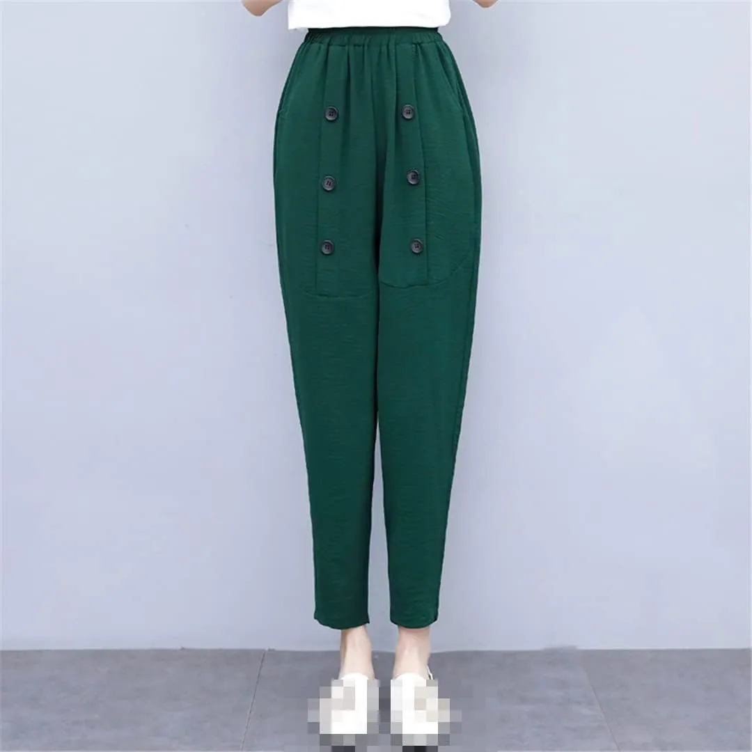 Women's High Waist Summer Linen Street Vintage Harem Pants